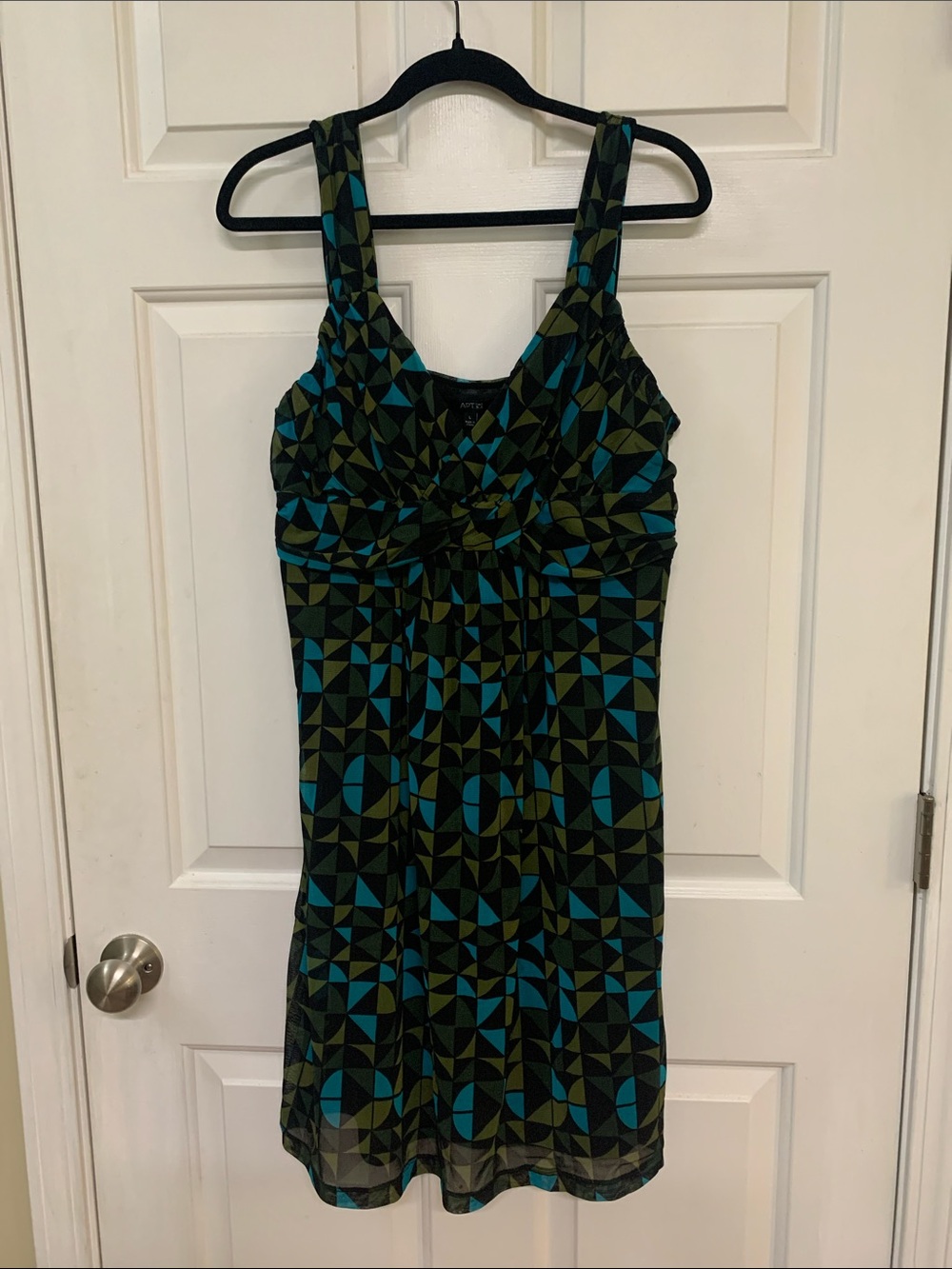 Y2K Apt. 9 Geometric Dress in Teal and Olive Size L
